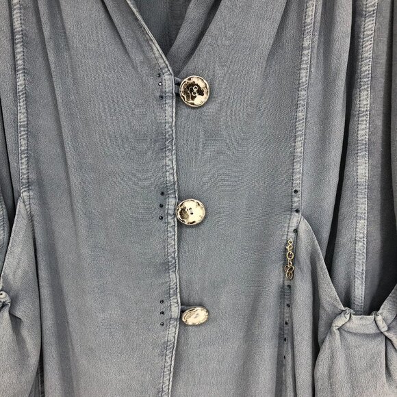 ELISA CAVALETTI Slate Blue Slouchy Jersey Buttoned Long Overcoat NWT crepe SP - Picture 10 of 16